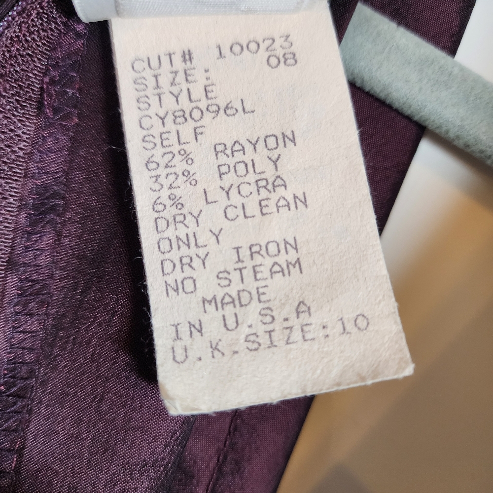 Tadashi Shoji Vintage Eggplant Purple Formal Elegant Collared Ruched Gown 8 - Picture 15 of 16